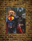 'Superdog & Batdog' Personalized 2 Pet Mini Portrait