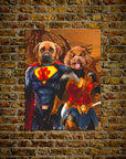 'Superdog & Wonder Doggette' Personalized 2 Pet Mini Portrait