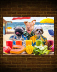 'The Beach Dogs' Personalized 3 Pet Mini Portrait