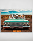 'The Lowrider' Personalized 3 Pet Mini Portrait