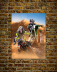 'The Motocross Riders' Personalized 2 Pet Mini Portrait