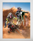 'The Motocross Riders' Personalized 2 Pet Mini Portrait