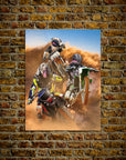 'The Motocross Riders' Personalized 3 Pet Mini Portrait