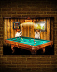 'The Pool Players' Personalized 2 Pet Mini Portrait