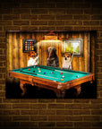 'The Pool Players' Personalized 3 Pet Mini Portrait