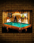 'The Pool Players' Personalized 4 Pet Mini Portrait