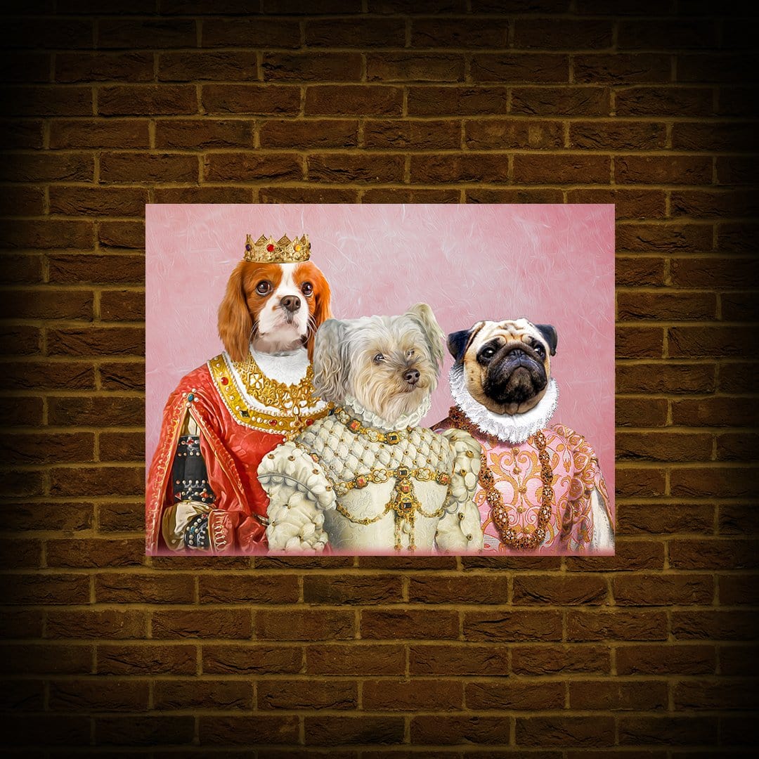 &#39;The Royal Ladies&#39; Personalized 3 Pet Mini Portrait