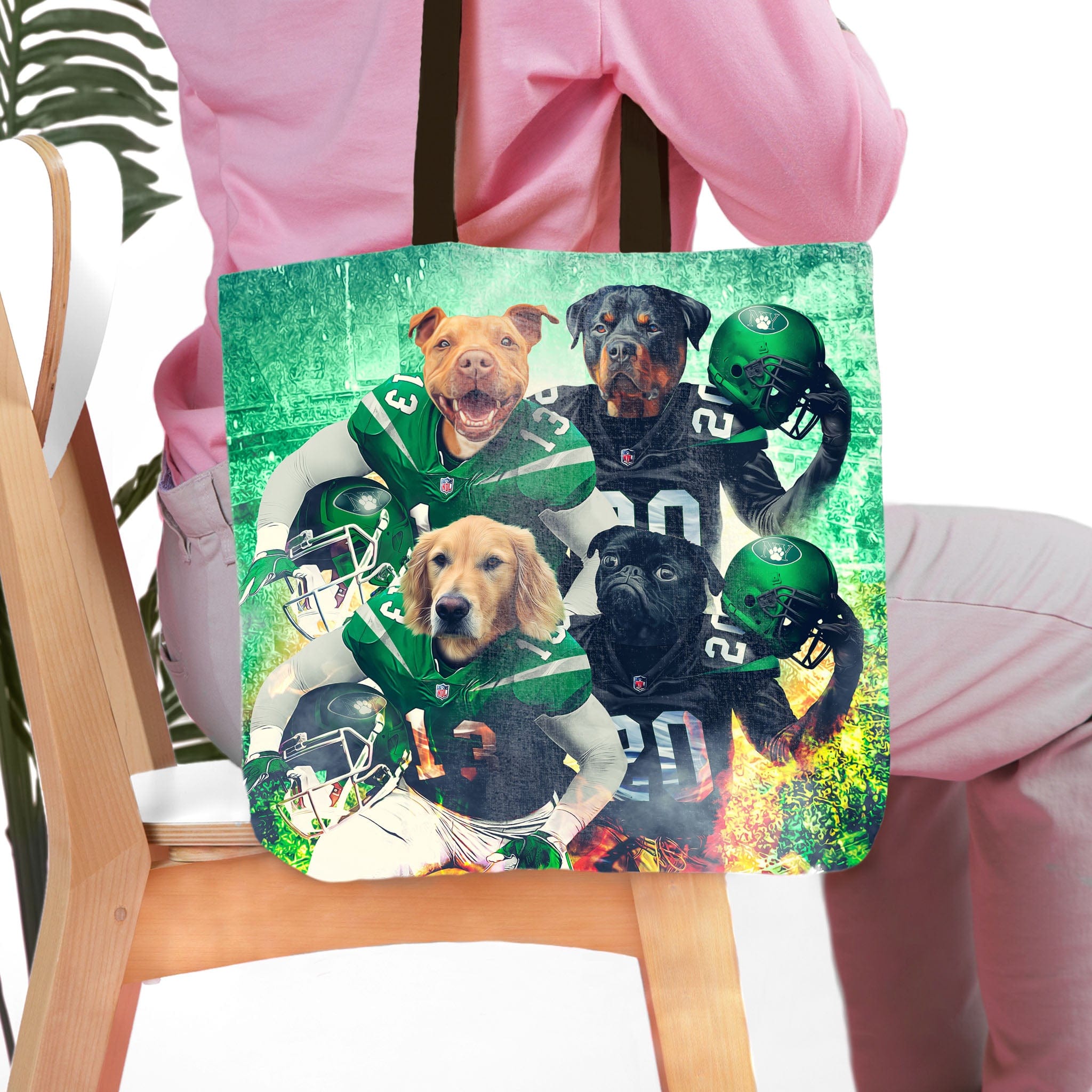 &#39;New York Jet-Doggos&#39; Personalized 4 Pet Tote Bag