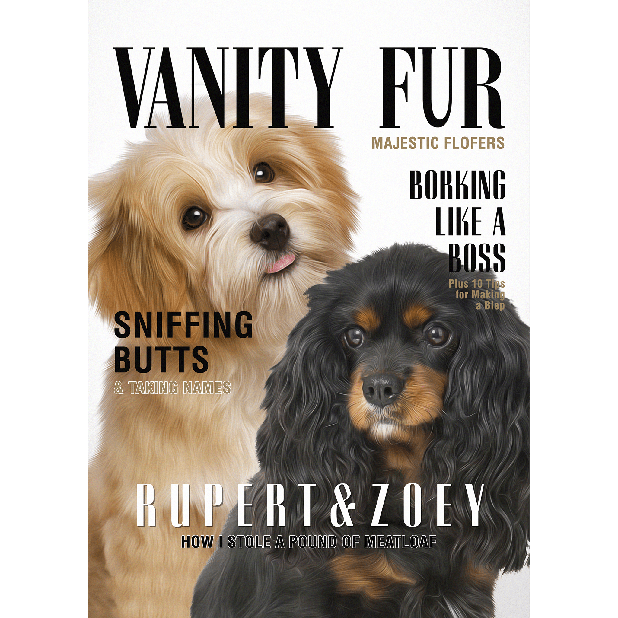 &#39;Vanity Fur&#39; 2 Pet Digital Portrait