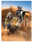 'The Motocross Riders' Personalized 2 Pet Mini Portrait