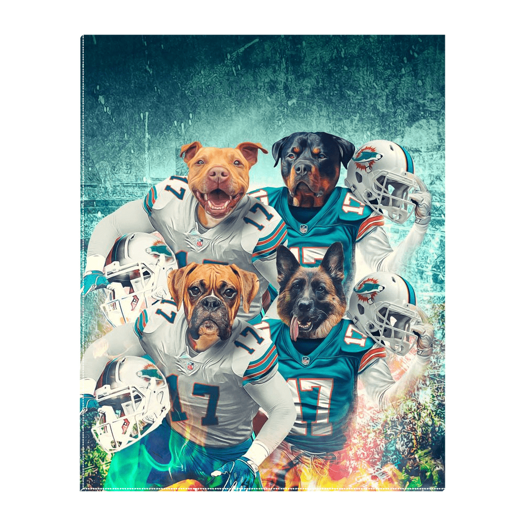 &#39;Miami Doggos&#39; Personalized 4 Pet Standing Canvas