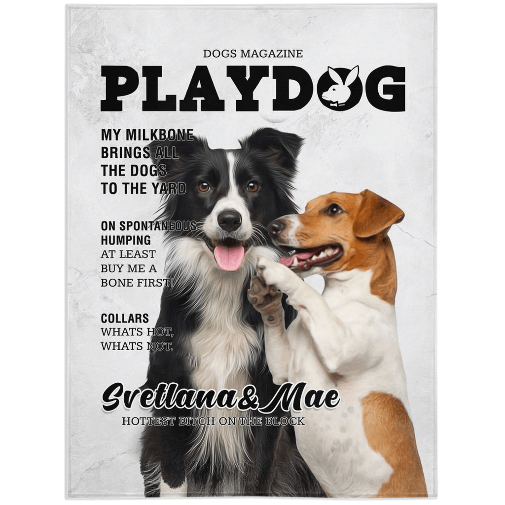 &#39;Playdog&#39; Personalized 2 Pet Blanket