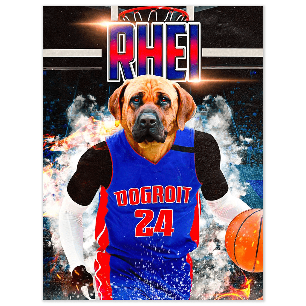 &#39;Dogtroit Pistons&#39; Personalized Dog Poster