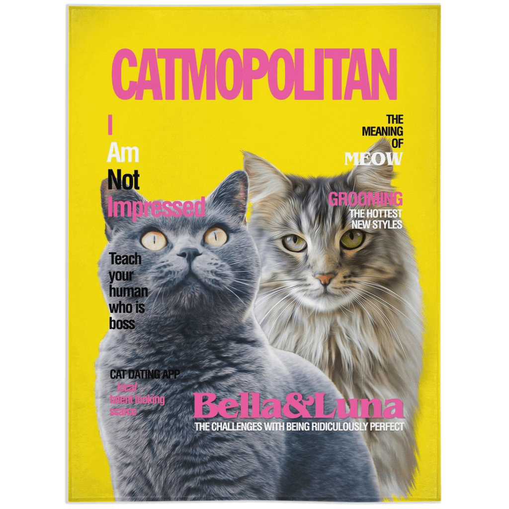 &#39;Catmopolitan&#39; Manta personalizada para 2 mascotas