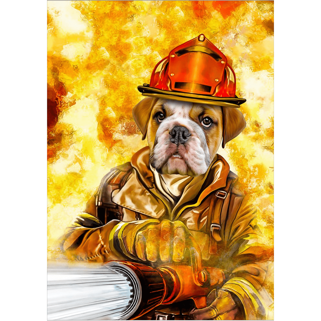 &#39;The Firefighter&#39; Personalized Dog Mini Portrait