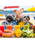 'The Beach Dogs' Personalized 3 Pet Mini Portrait