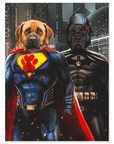 'Superdog & Batdog' Personalized 2 Pet Mini Portrait