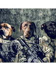 'The Army Veterans' Personalized 3 Pet Mini Portrait