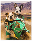 'Kawadawgi Riders' Personalized 2 Pet Mini Portrait