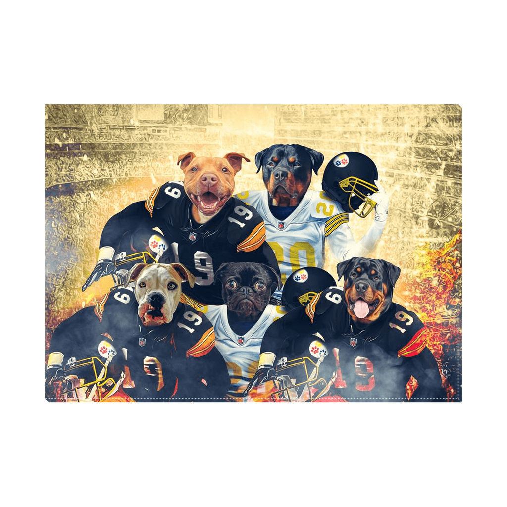 &#39;Pittsburgh Doggos&#39; Personalized 5 Pet Standing Canvas