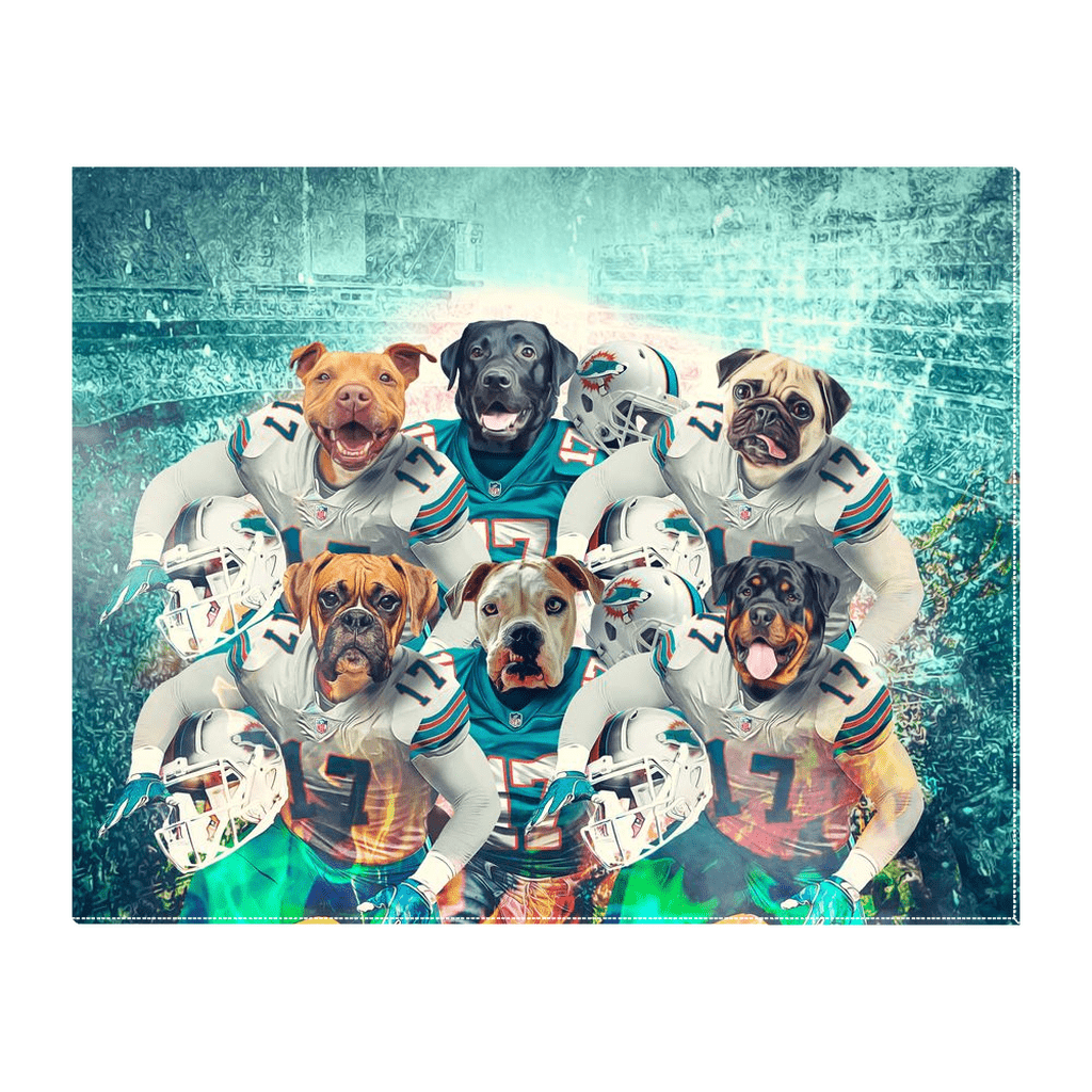&#39;Miami Doggos&#39; Personalized 6 Pet Standing Canvas