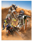 'The Motocross Riders' Personalized 3 Pet Mini Portrait