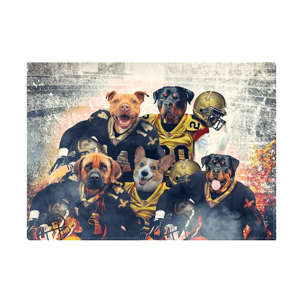 &#39;New Orleans Doggos&#39; Personalized 5 Pet Standing Canvas