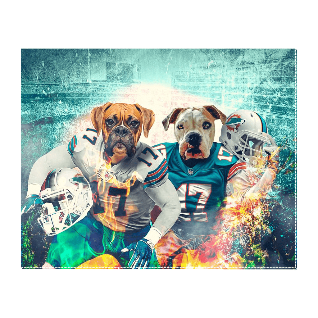 &#39;Miami Doggos&#39; Personalized 2 Pet Standing Canvas