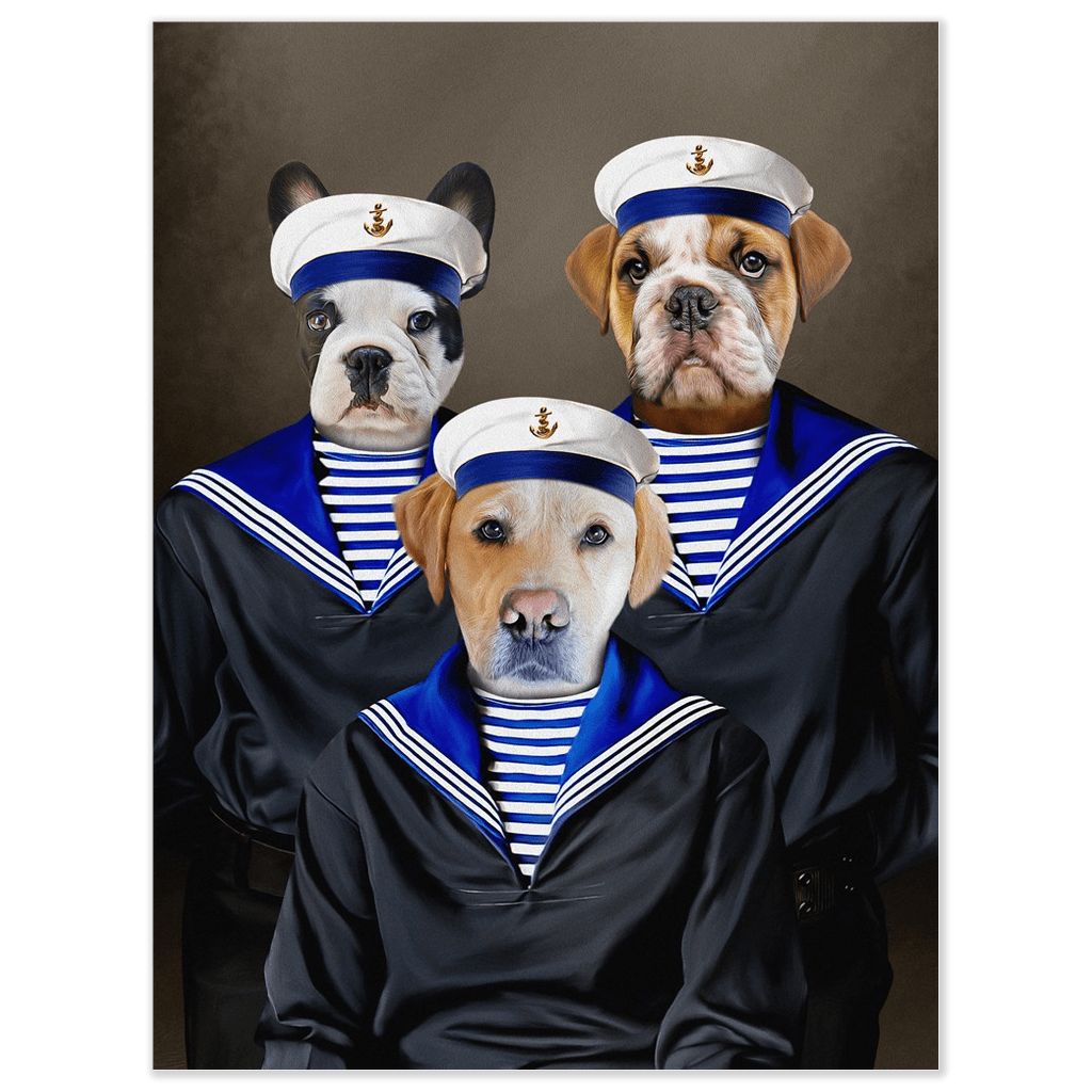 &#39;The Sailors&#39; Personalized 3 Pet Mini Portrait