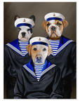 'The Sailors' Personalized 3 Pet Mini Portrait