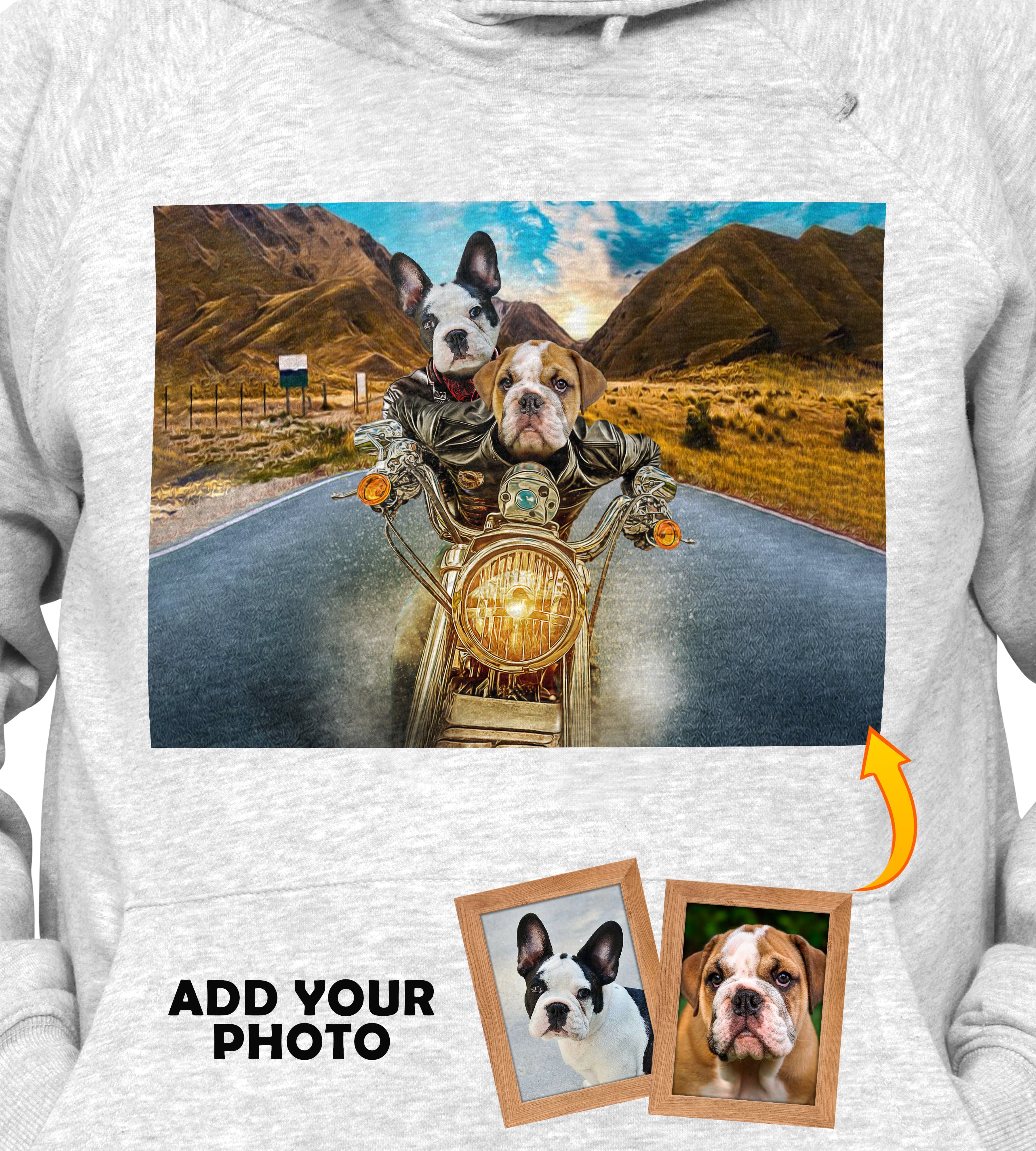 Sudadera con capucha personalizada para 2 mascotas &#39;Harley Wooferson&#39;