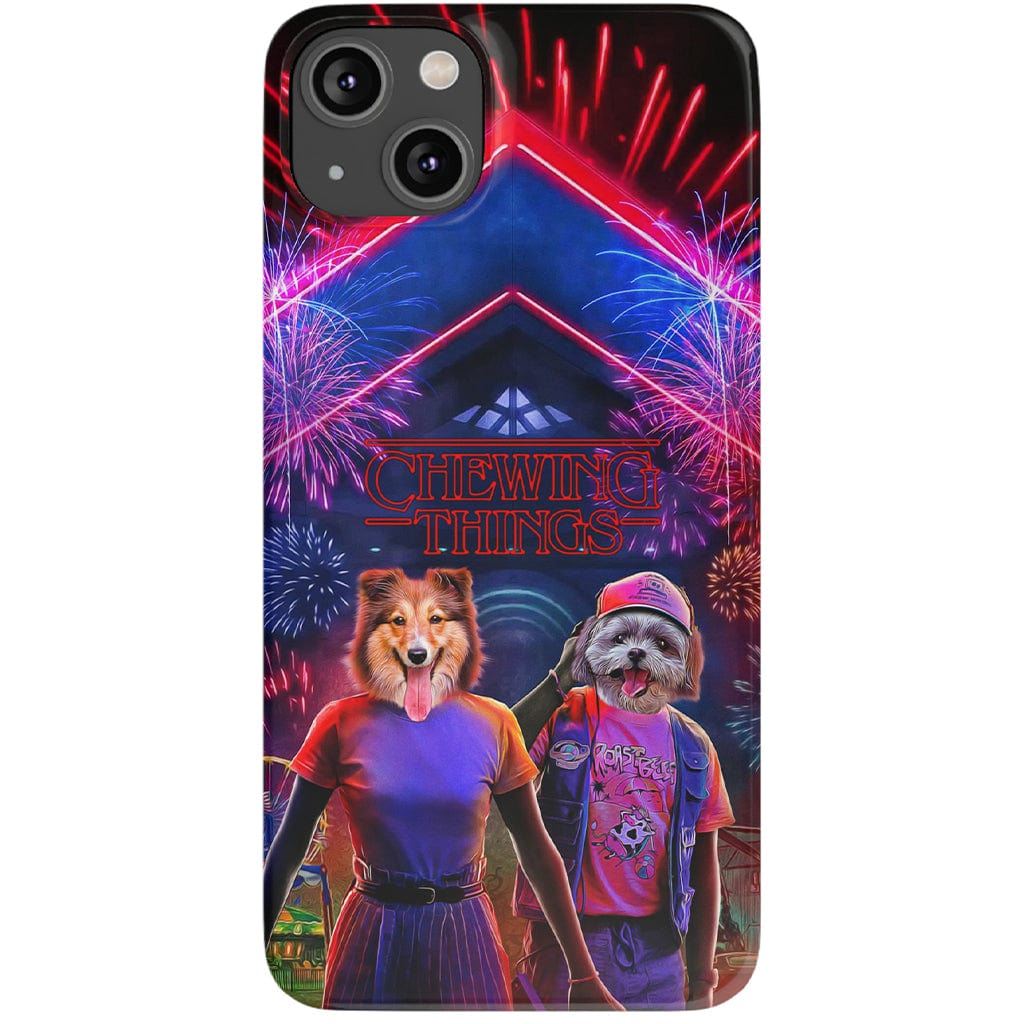 &#39;Chewing Things&#39; Personalized 2 Pets Phone Case