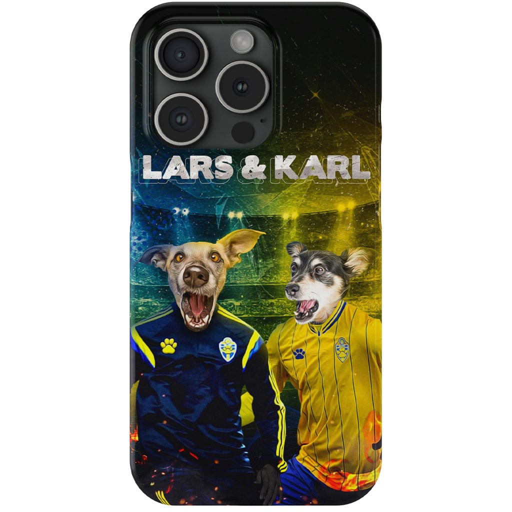 Funda personalizada para teléfono con 2 mascotas &#39;Sweden Doggos Euro Football&#39;