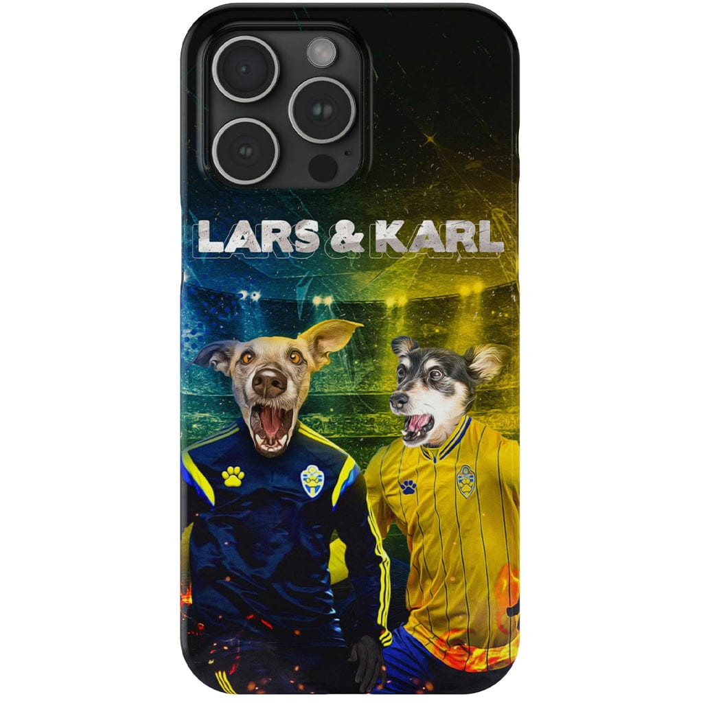 Funda personalizada para teléfono con 2 mascotas &#39;Sweden Doggos Euro Football&#39;