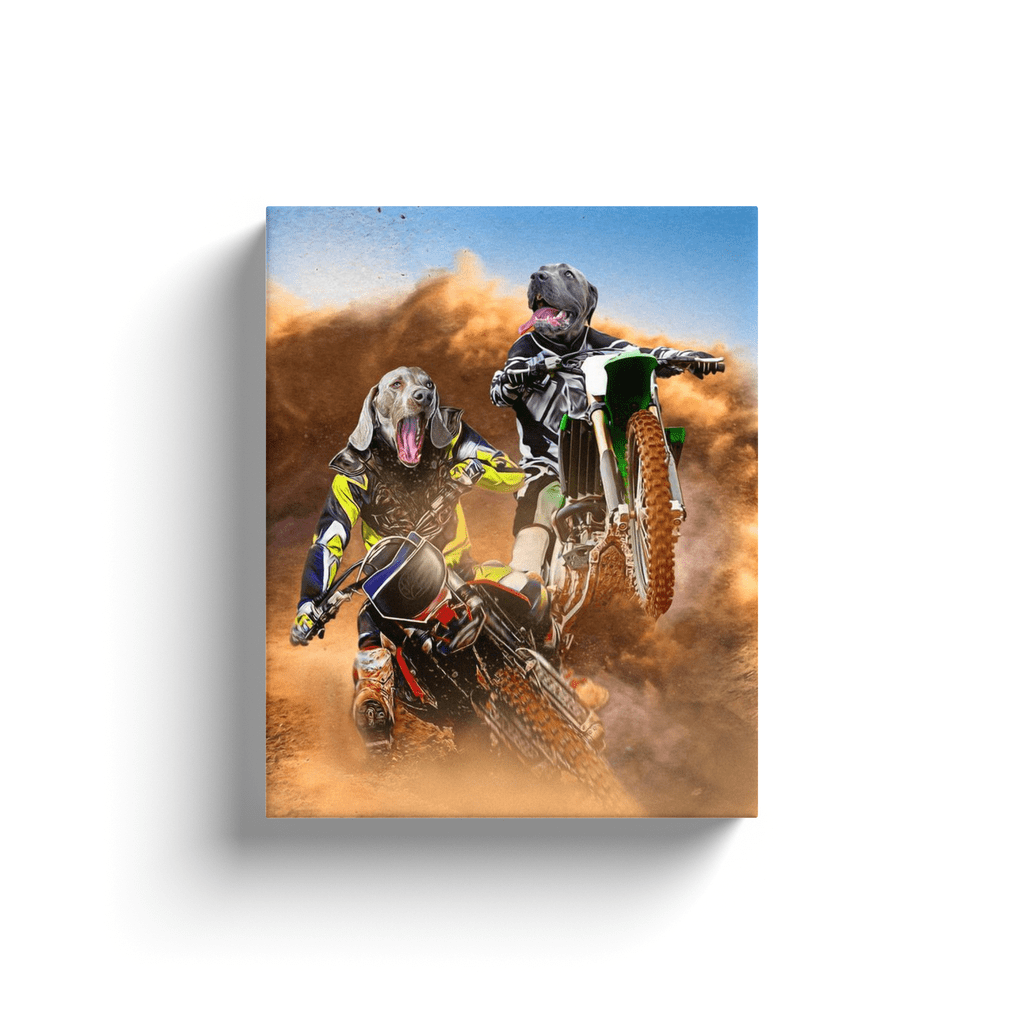 &#39;The Motocross Riders&#39; Personalized 2 Pet Canvas