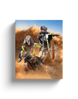 Lienzo personalizado para 2 mascotas 'The Motocross Riders'