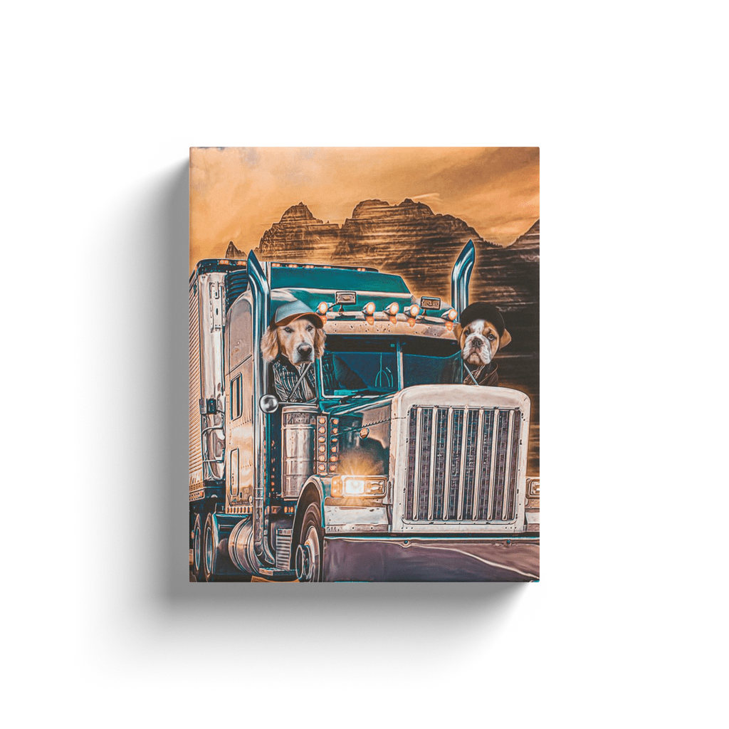&#39;The Truckers&#39; Personalized 2 Pet Canvas
