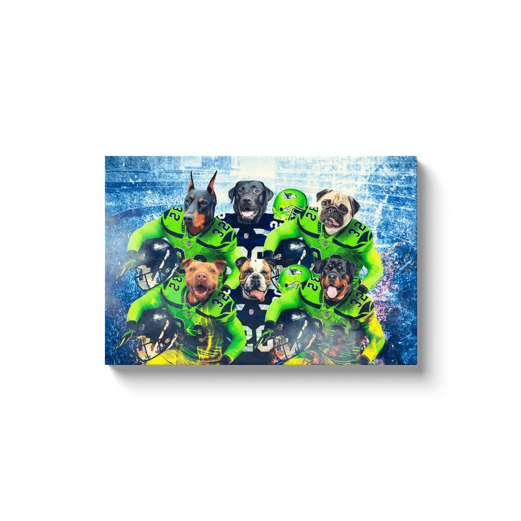 &#39;Seattle Doggos&#39; Personalized 6 Pet Canvas