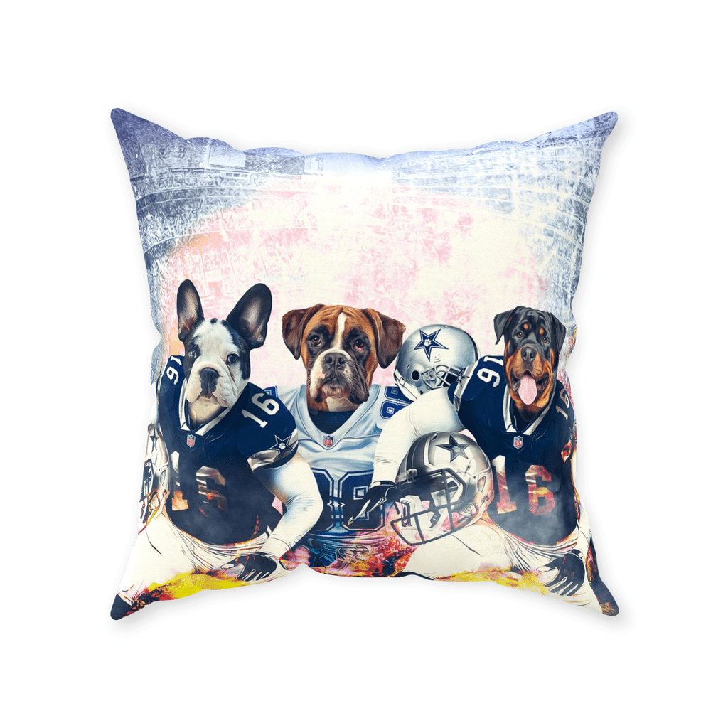 &#39;Dallas Doggos&#39; Personalized 3 Pet Throw Pillow