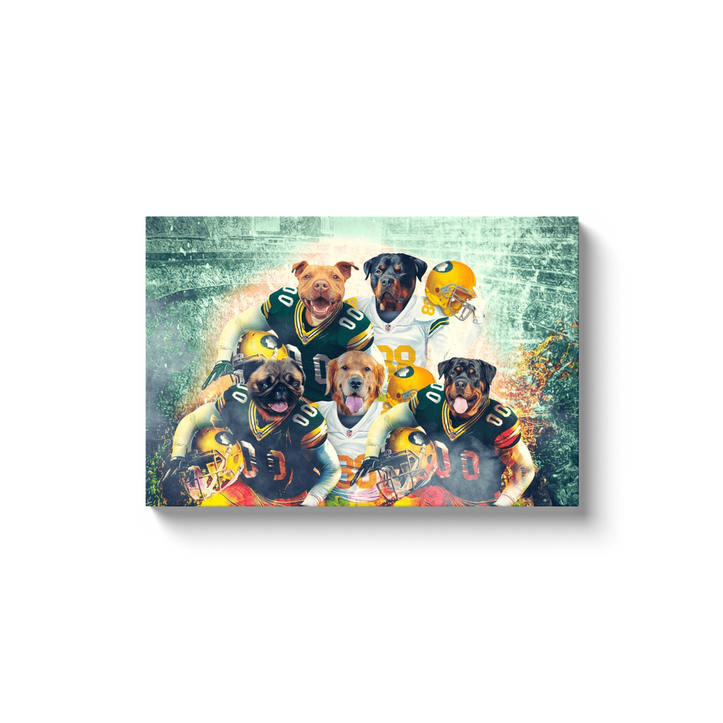 &#39;Green Bay Doggos&#39; Personalized 5 Pet Canvas