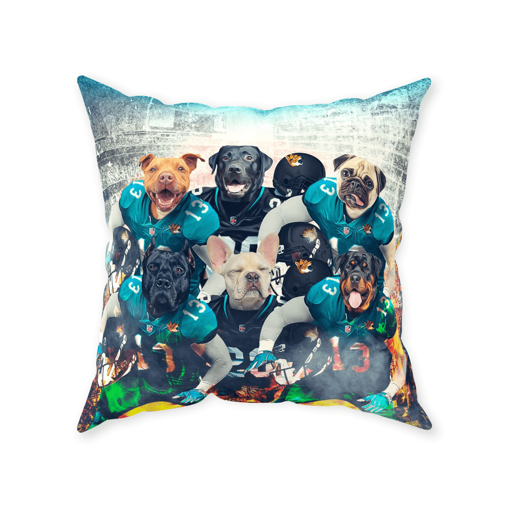 &#39;Jacksonville Doggos&#39; Personalized 6 Pet Throw Pillow