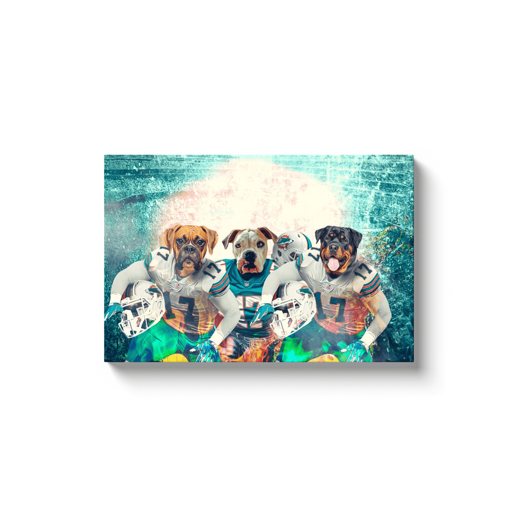 &#39;Miami Doggos&#39; Personalized 3 Pet Canvas