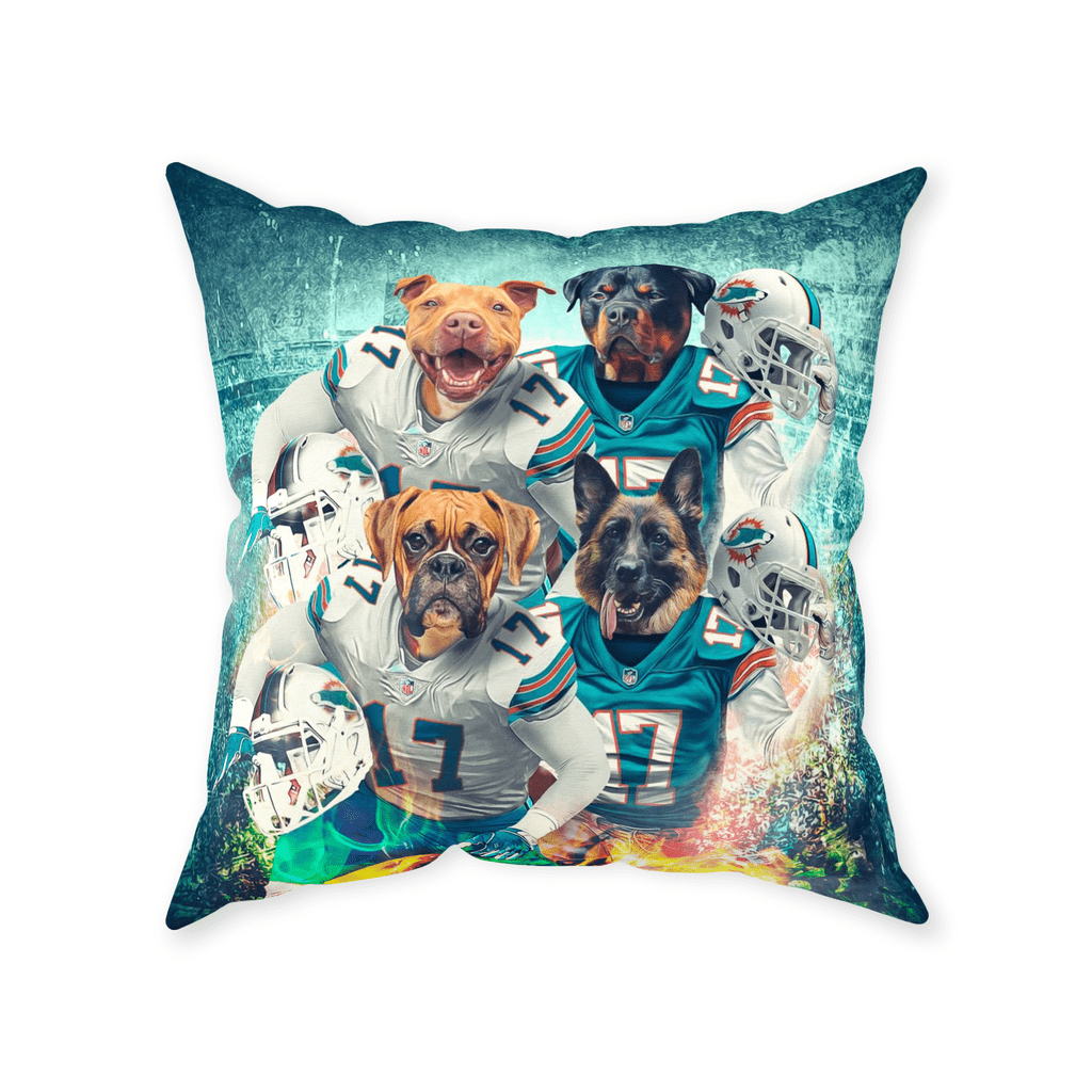 &#39;Miami Doggos&#39; Personalized 4 Pet Throw Pillow