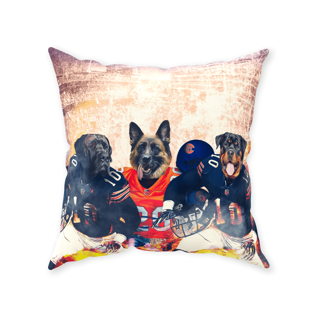 &#39;Chicago Doggos&#39; Personalized 3 Pet Throw Pillow