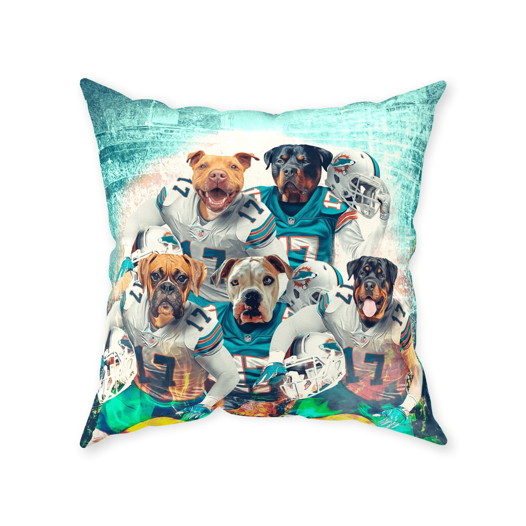 &#39;Miami Doggos&#39; Personalized 5 Pet Throw Pillow