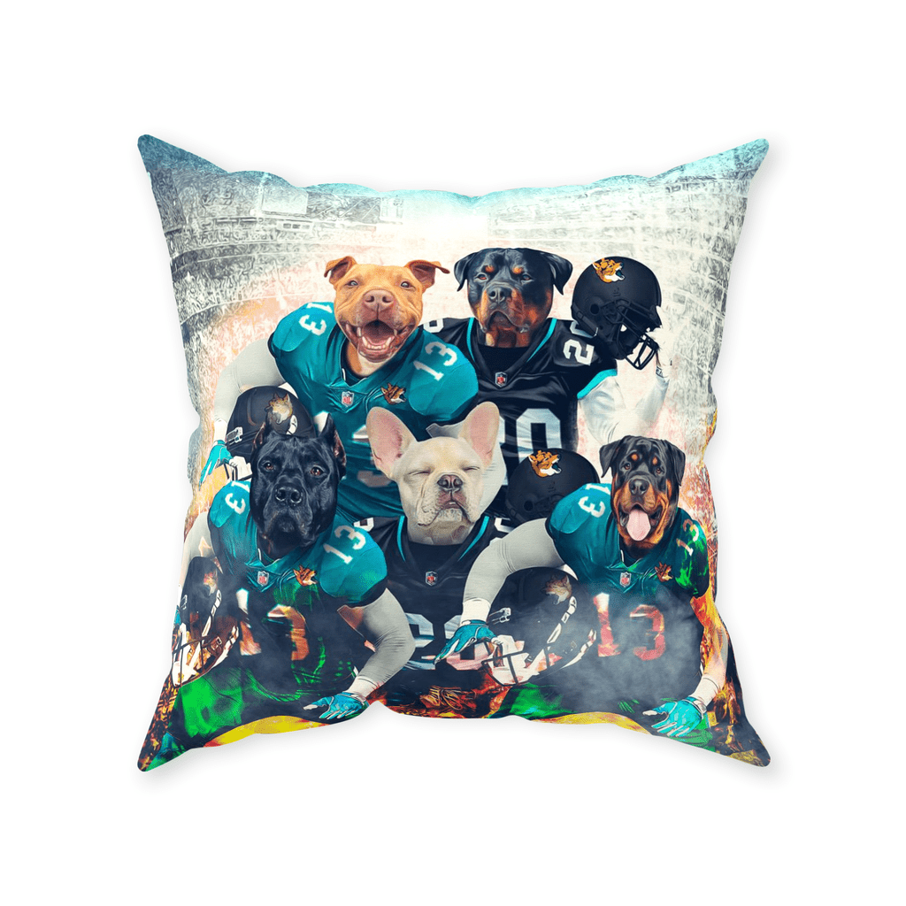 &#39;Jacksonville Doggos&#39; Personalized 5 Pet Throw Pillow
