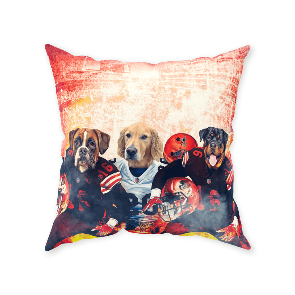 &#39;Cleveland Doggos&#39; Personalized 3 Pet Throw Pillow