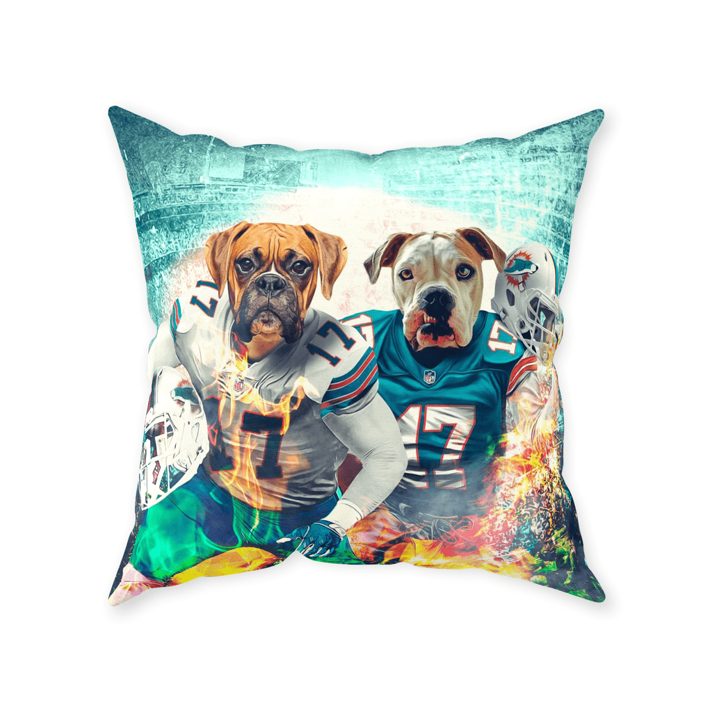 &#39;Miami Doggos&#39; Personalized 2 Pet Throw Pillow