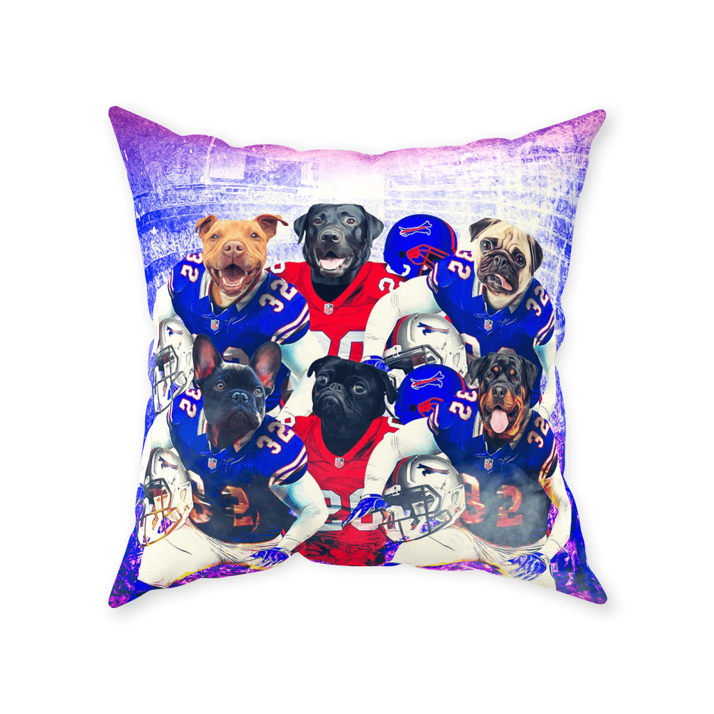 &#39;Buffalo Doggos&#39; Personalized 6 Pet Throw Pillow