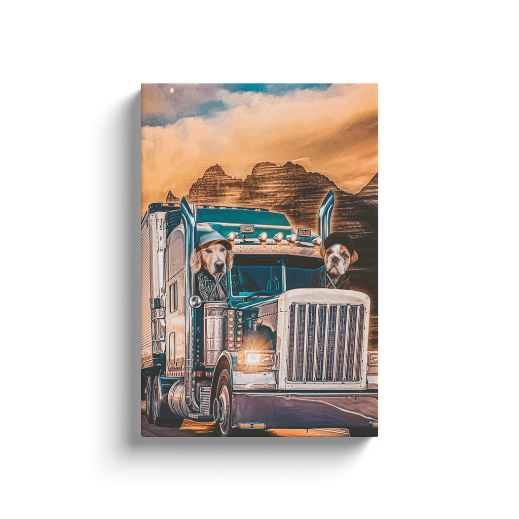 &#39;The Truckers&#39; Personalized 2 Pet Canvas